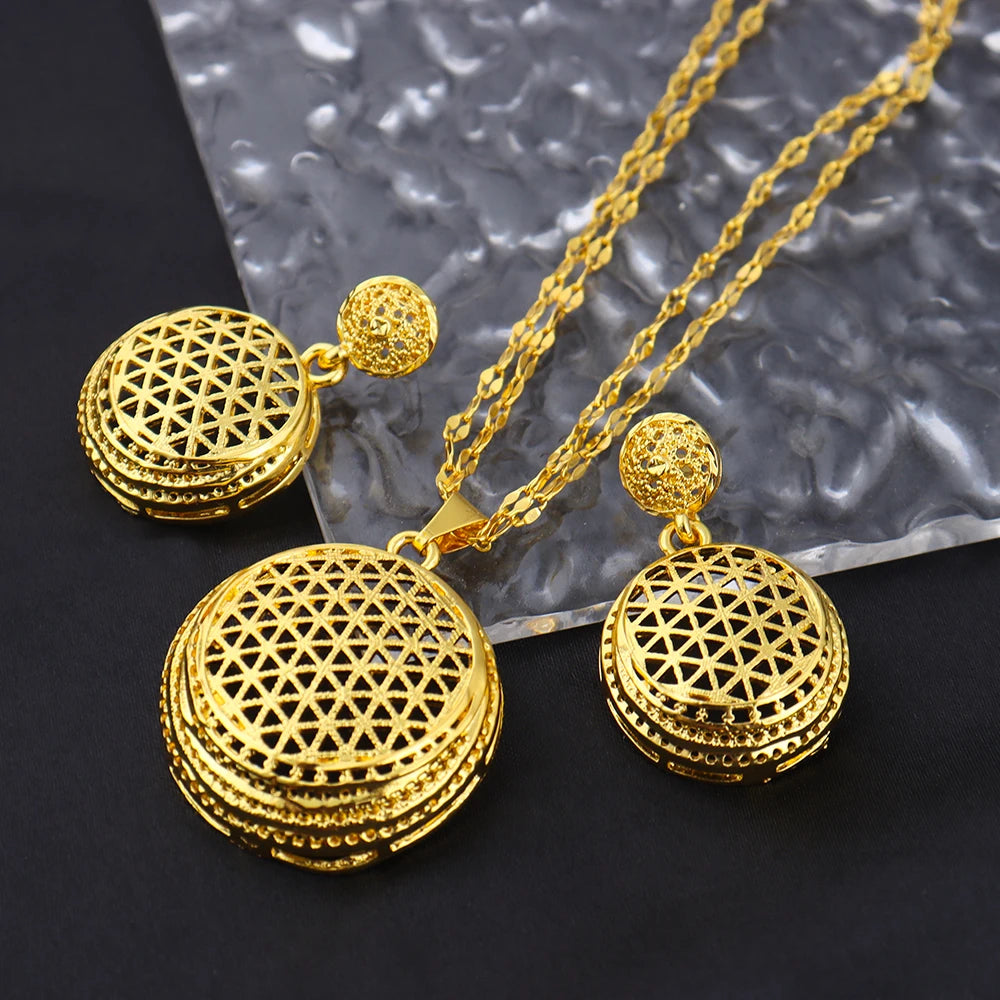 Ladies' necklace pendant and earring set, chic jewelry set gift, party and wedding accessories, elegant jewelry ladies' style