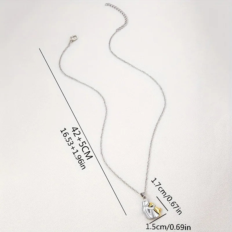 Ladies' Fashion Necklace: Adorable Girl & Dog Hug Pendant for Everyday Style