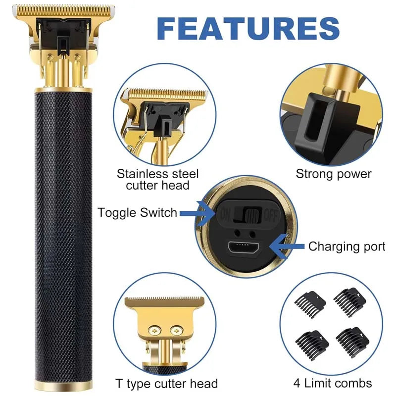 New Shaver Men's Retro Hair Cut T9 Professional Hair Cutting Machine Rechargeable Beard Shaver Electric Hair Clipper Trimmer