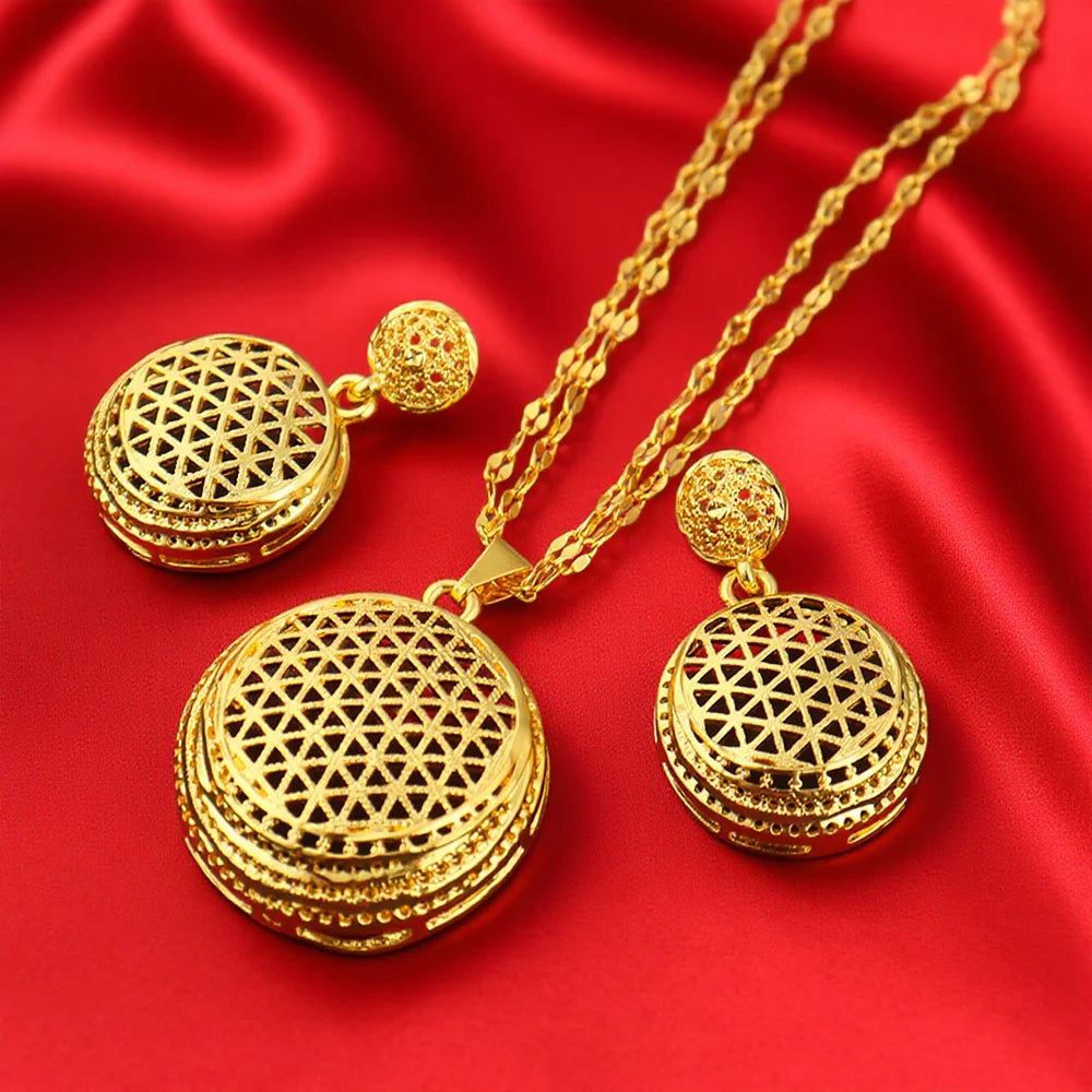 Ladies' necklace pendant and earring set, chic jewelry set gift, party and wedding accessories, elegant jewelry ladies' style